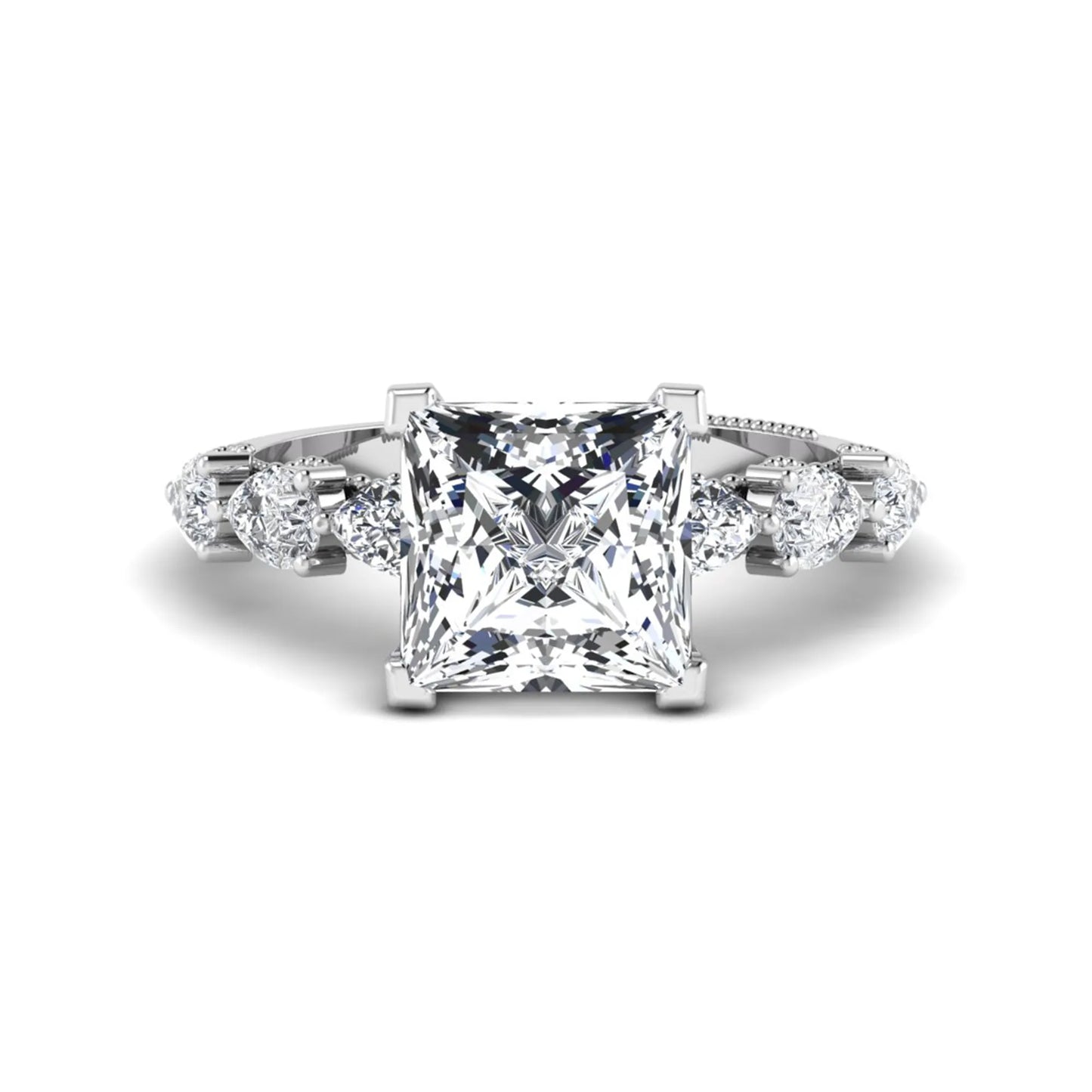 Princess Cluster Prong Set Lab Grown Diamond Engagement Ring