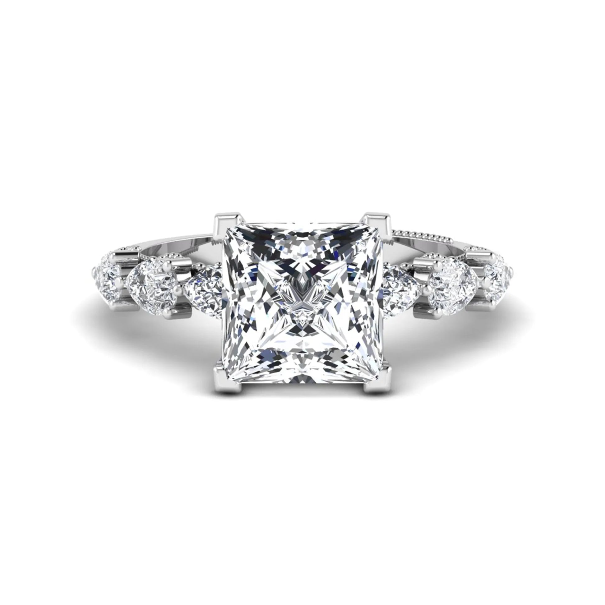 Princess Cluster Prong Set Lab Grown Diamond Engagement Ring