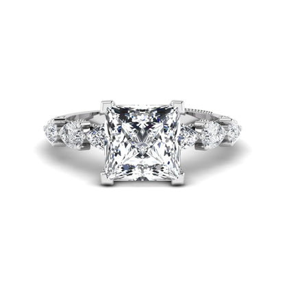 Princess Cluster Prong Set Lab Grown Diamond Engagement Ring