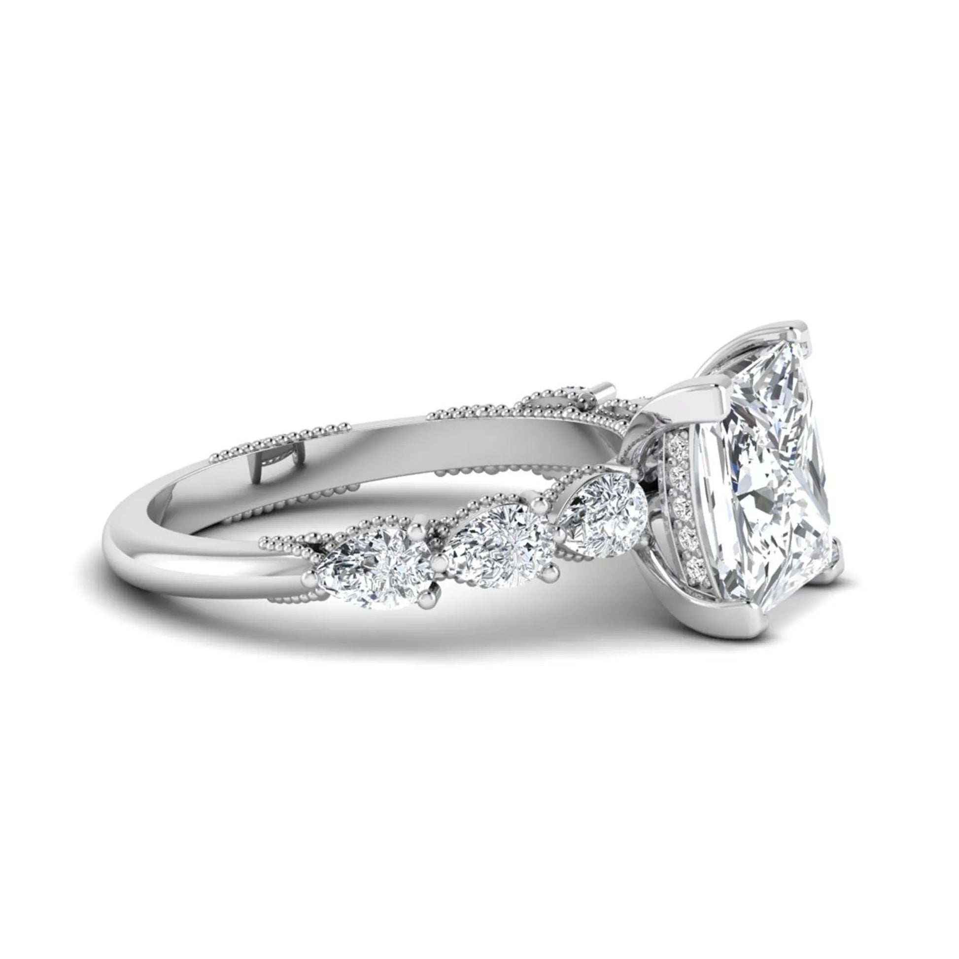 Princess Cluster Prong Set Lab Grown Diamond Engagement Ring