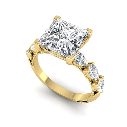 Princess Cluster Prong Set Lab Grown Diamond Engagement Ring