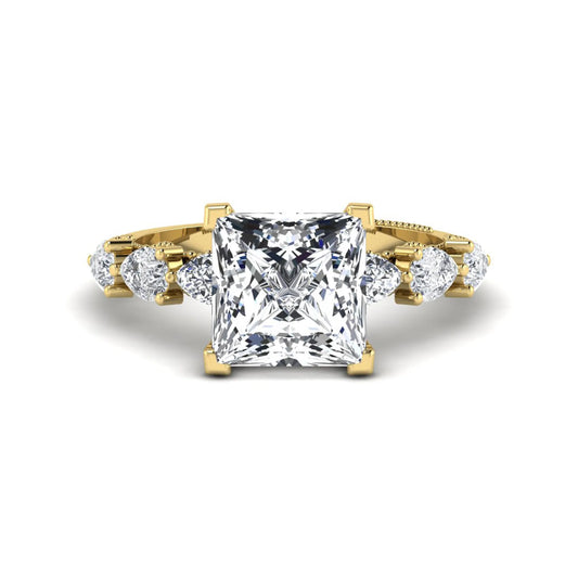 Princess Cluster Prong Set Lab Grown Diamond Engagement Ring