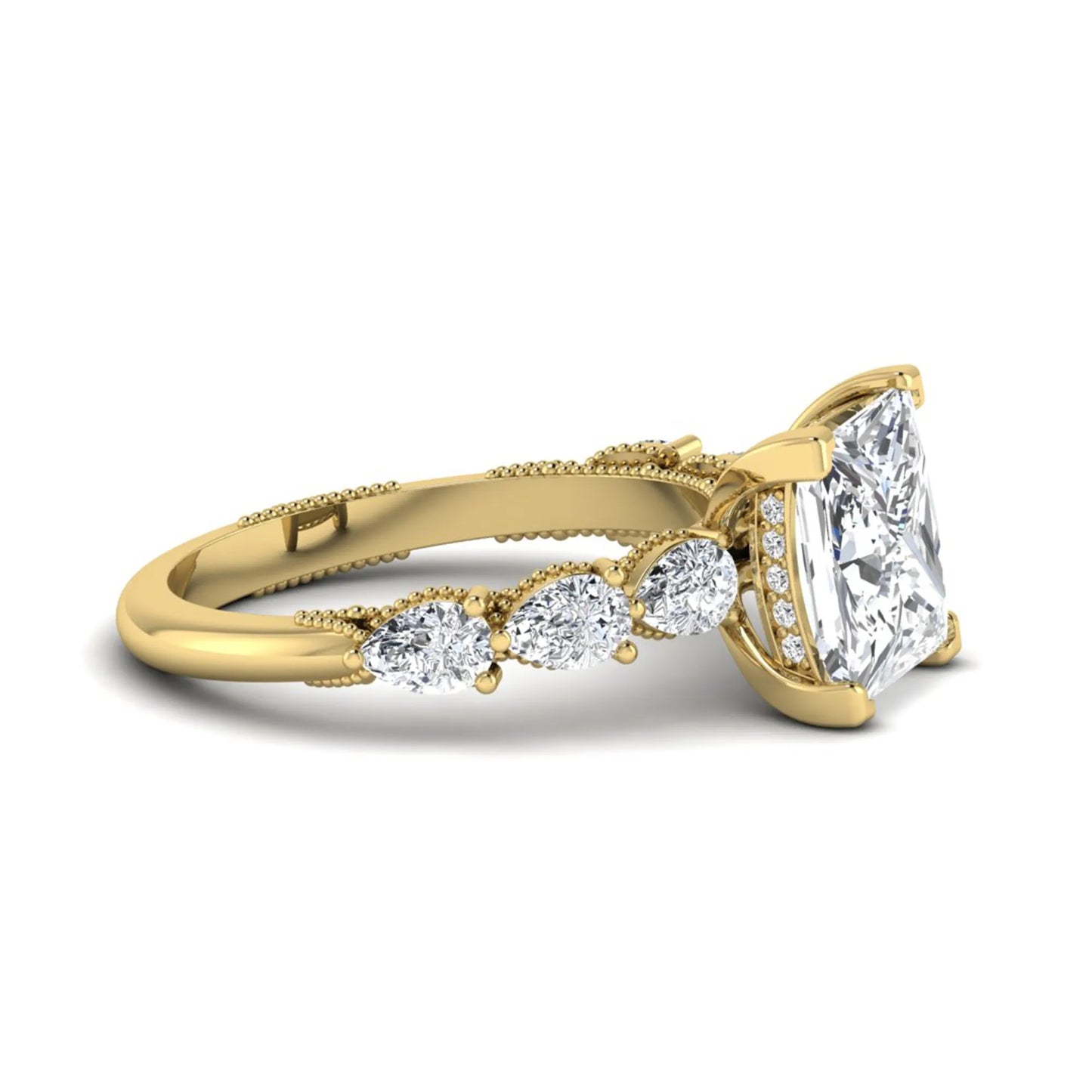 Princess Cluster Prong Set Lab Grown Diamond Engagement Ring