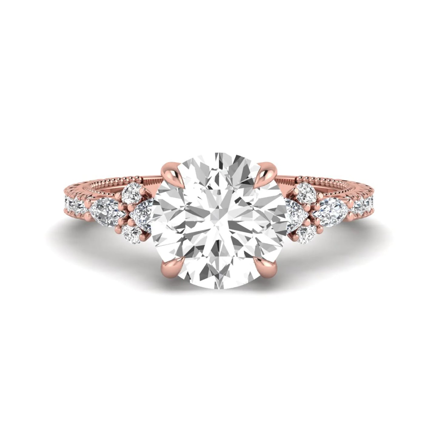 Princess Cluster Prong Set Lab Grown Diamond Engagement Ring