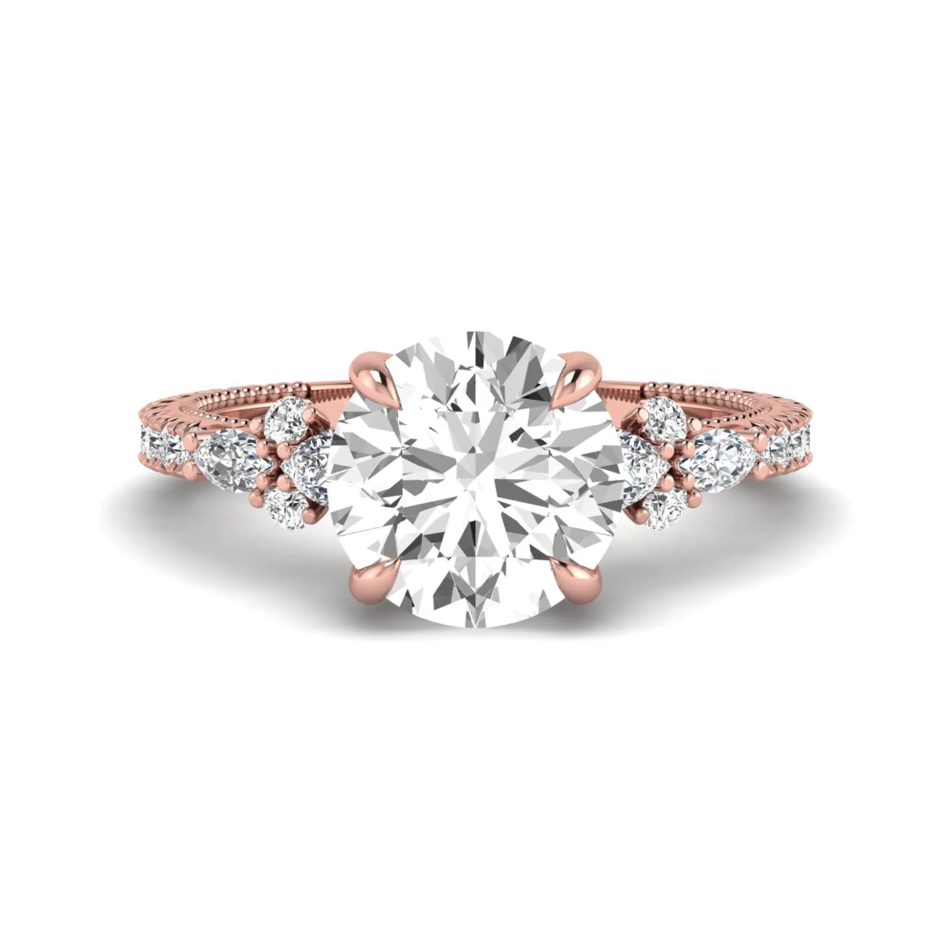 Princess Cluster Prong Set Lab Grown Diamond Engagement Ring