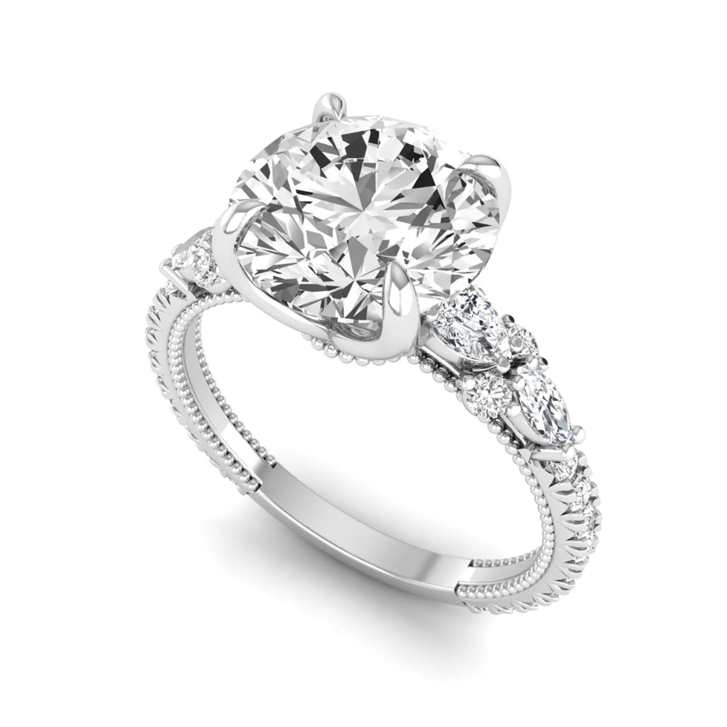 Princess Cluster Prong Set Lab Grown Diamond Engagement Ring
