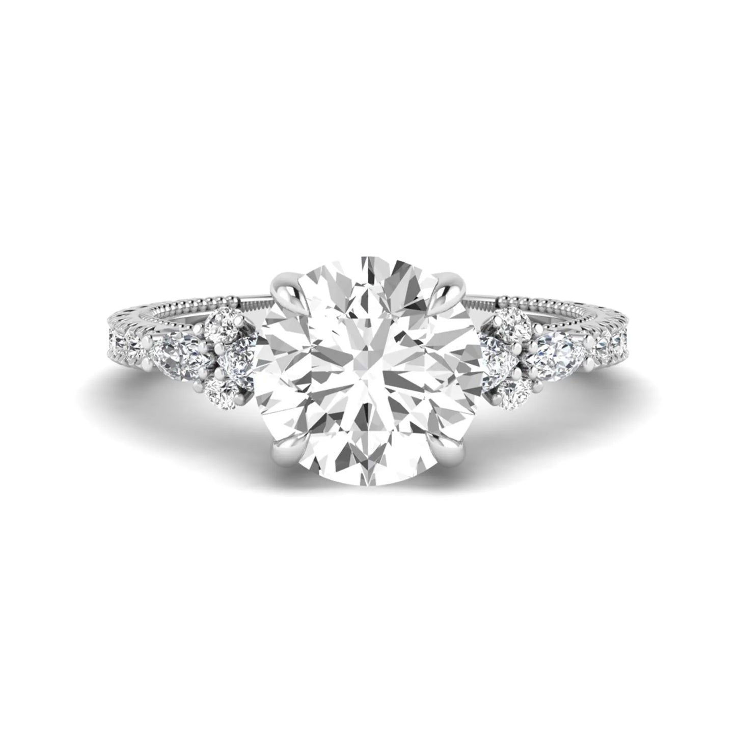Princess Cluster Prong Set Lab Grown Diamond Engagement Ring