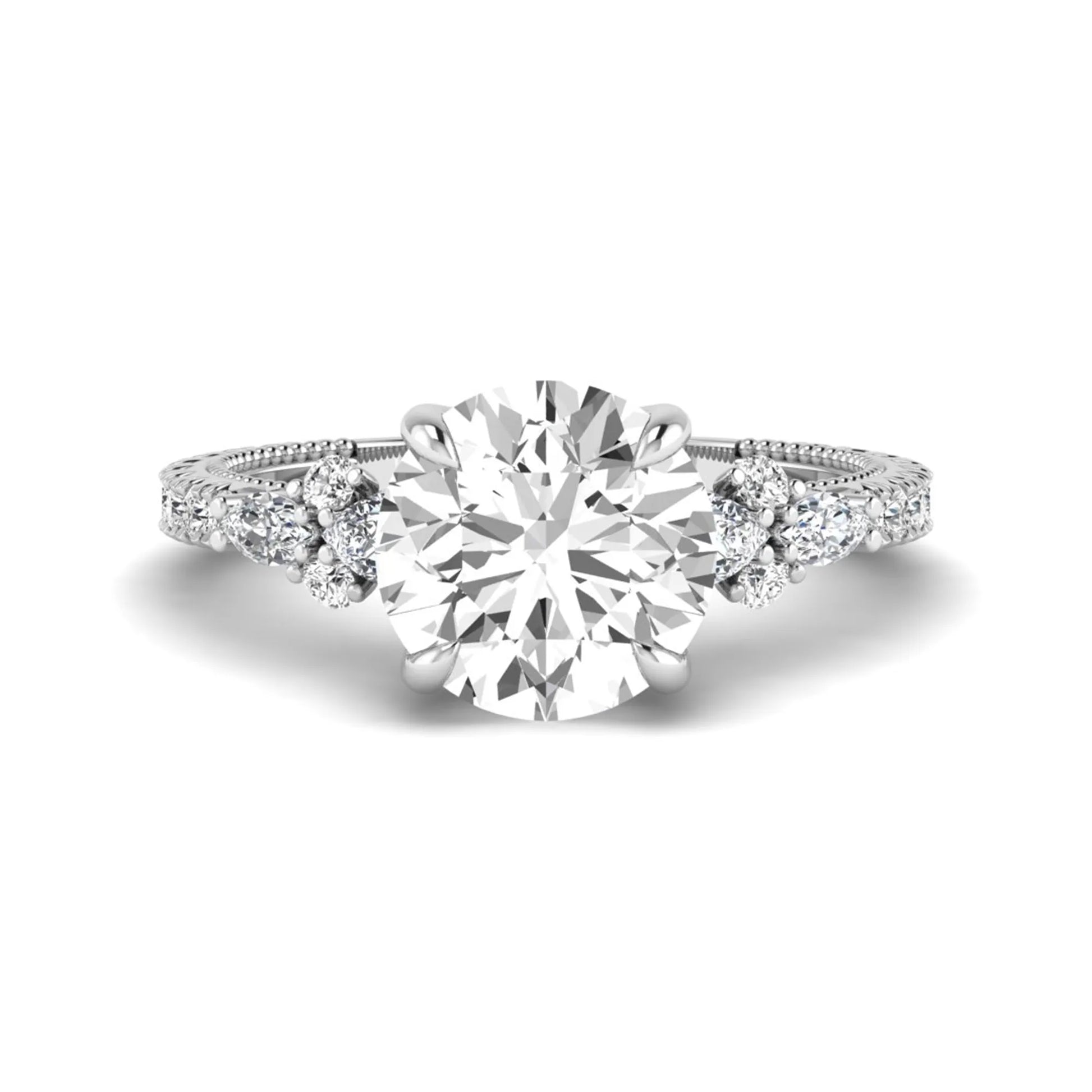 Princess Cluster Prong Set Lab Grown Diamond Engagement Ring