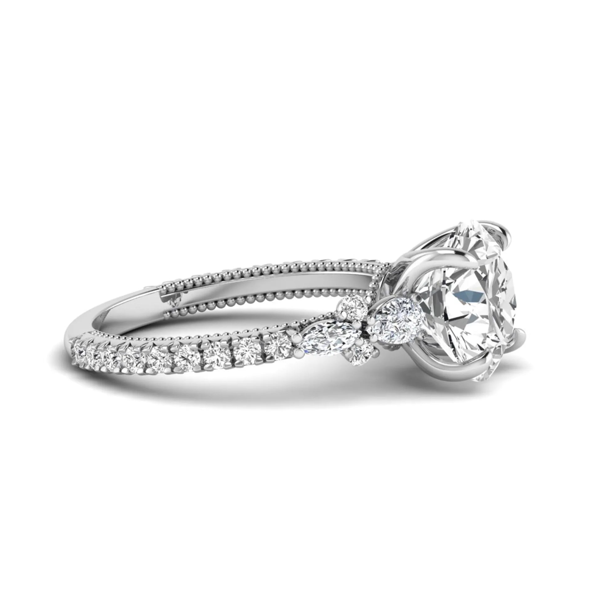 Princess Cluster Prong Set Lab Grown Diamond Engagement Ring