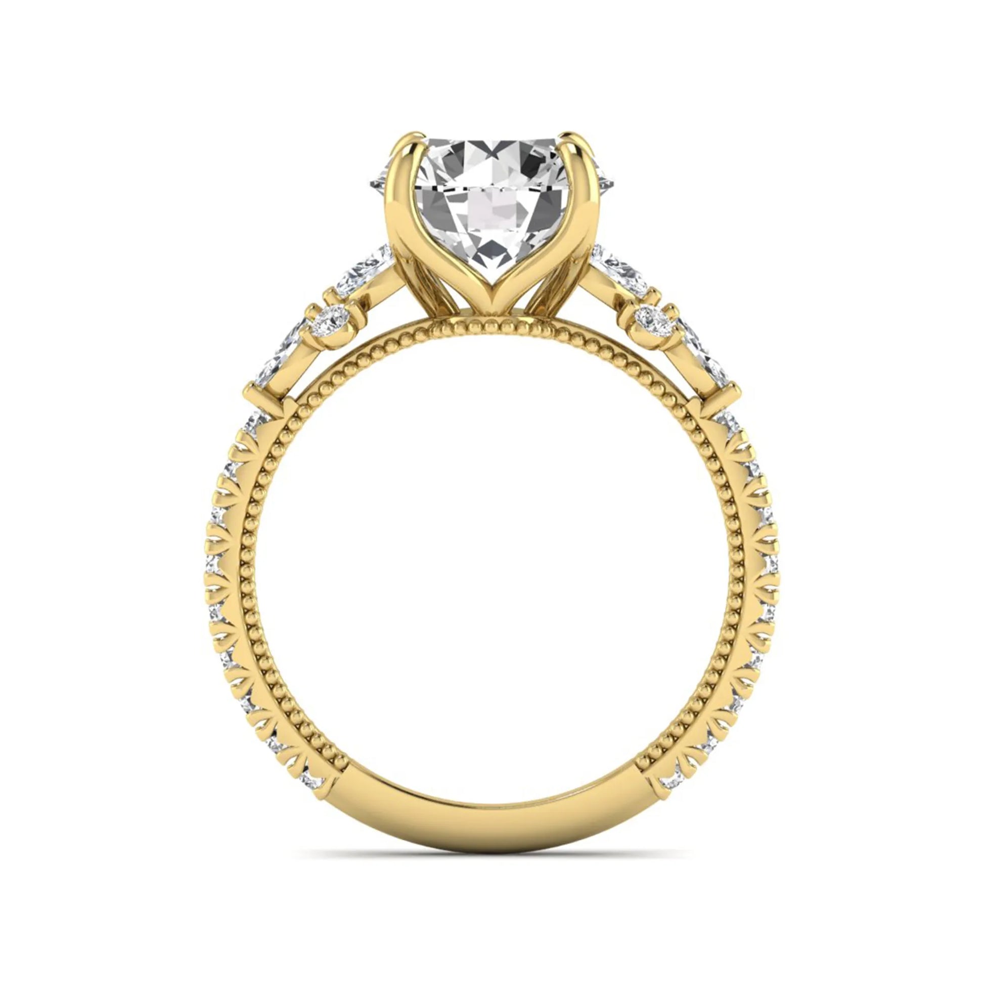 Princess Cluster Prong Set Lab Grown Diamond Engagement Ring
