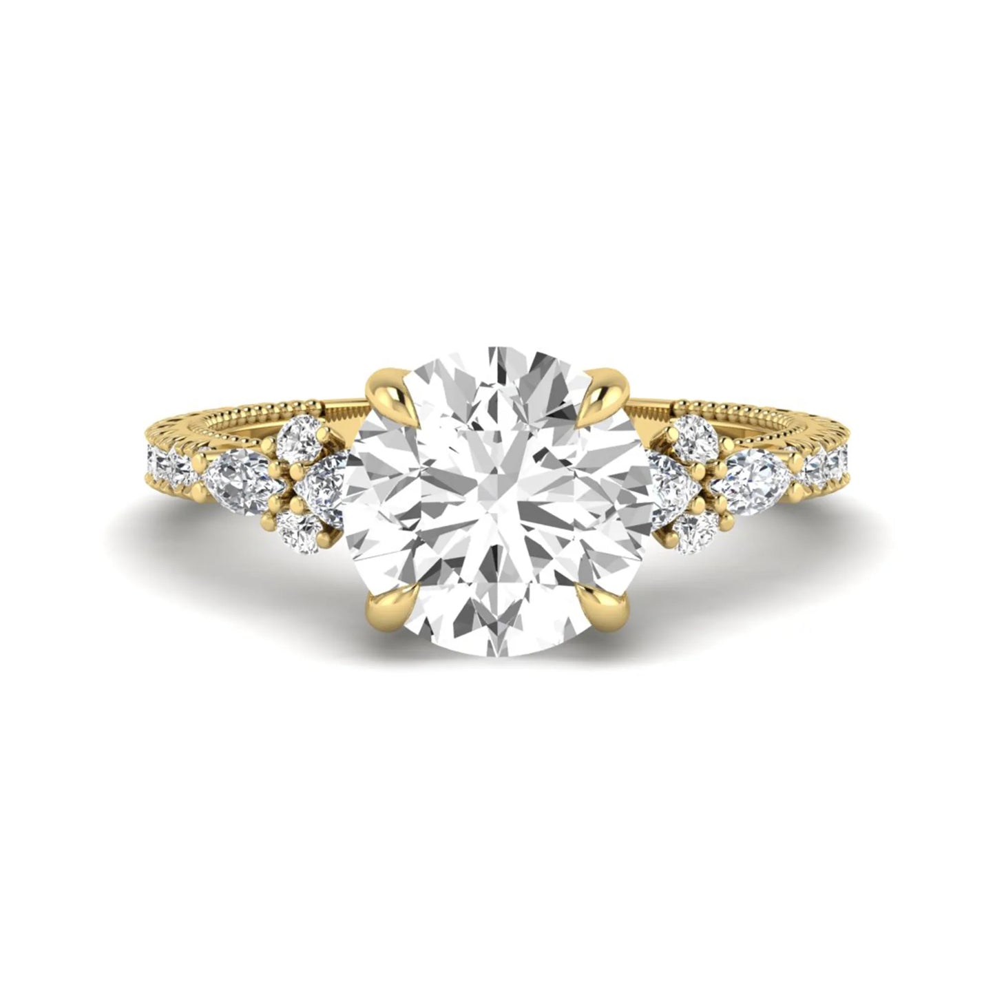 Princess Cluster Prong Set Lab Grown Diamond Engagement Ring