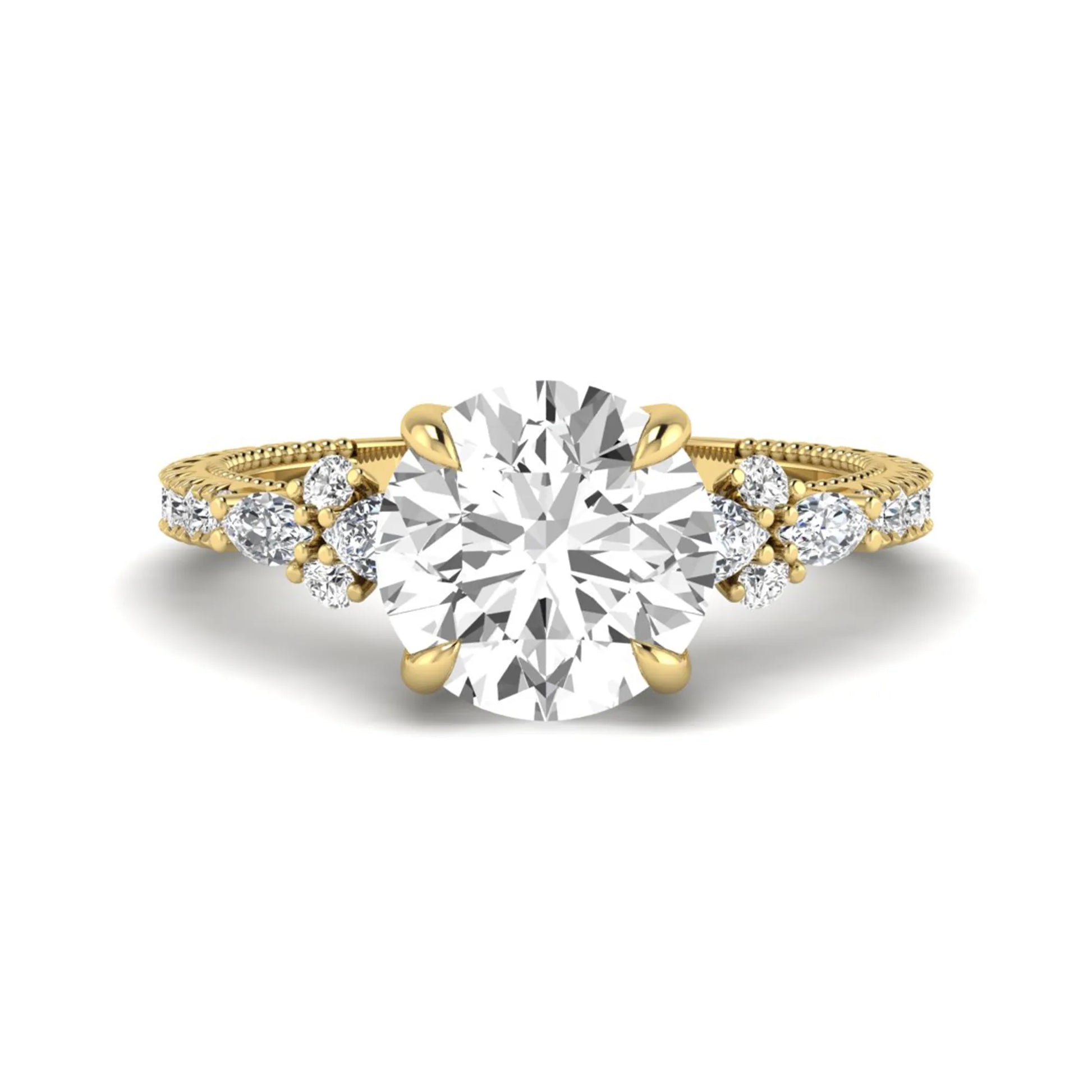 Princess Cluster Prong Set Lab Grown Diamond Engagement Ring