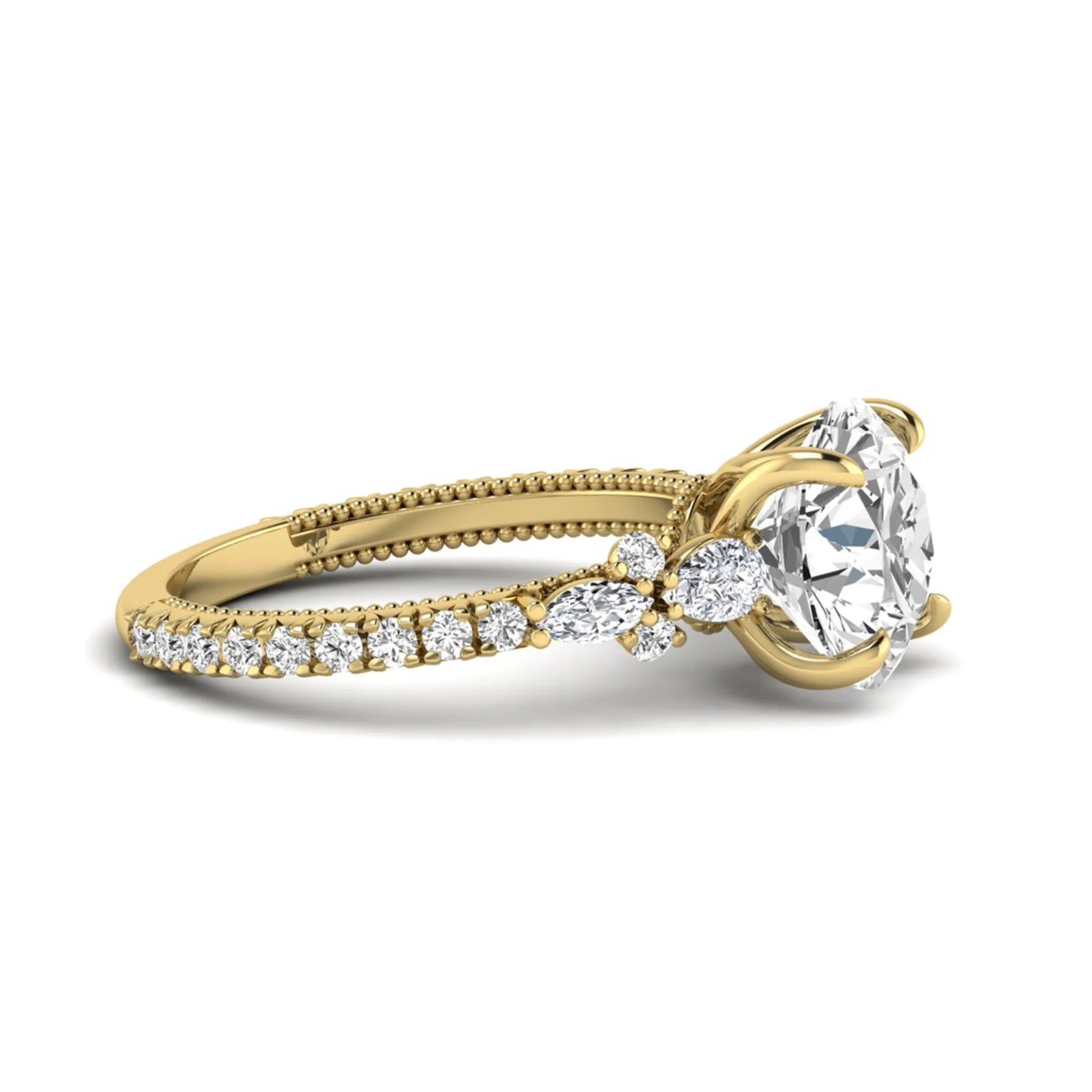Princess Cluster Prong Set Lab Grown Diamond Engagement Ring
