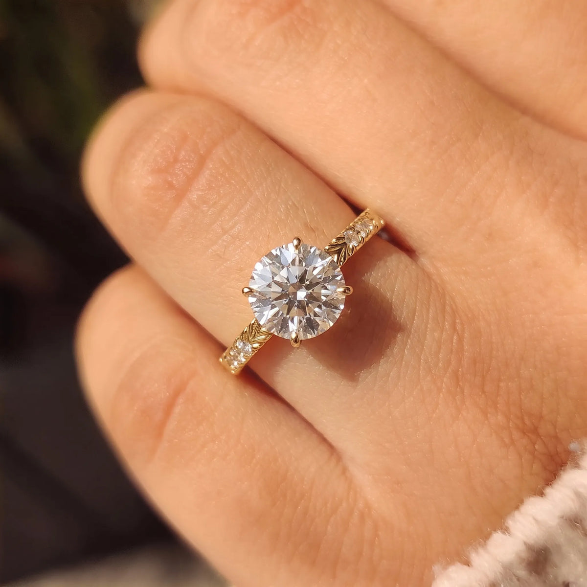 2 Carat Round Lab Grown Diamond Vintage Pave Engagement Ring