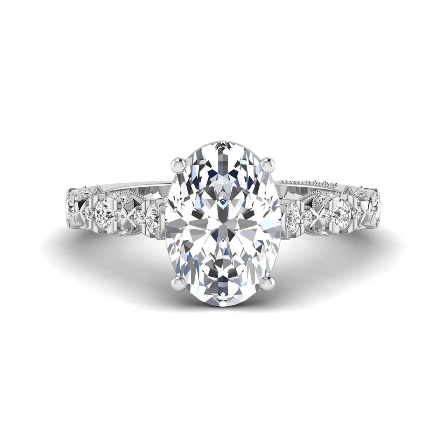 Princess Cluster Prong Set Lab Grown Diamond Engagement Ring