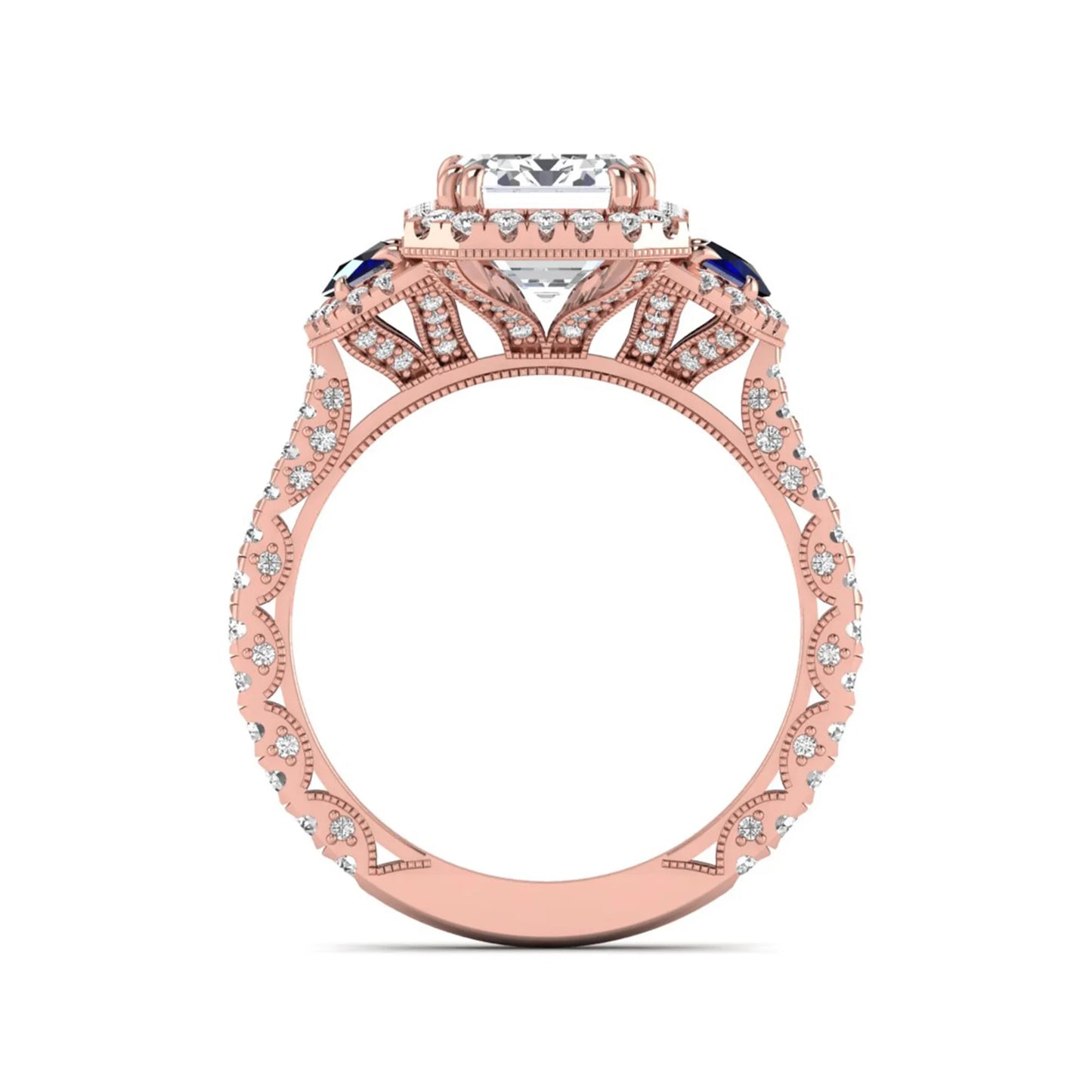 Princess Cluster Prong Set Lab Grown Diamond Engagement Ring