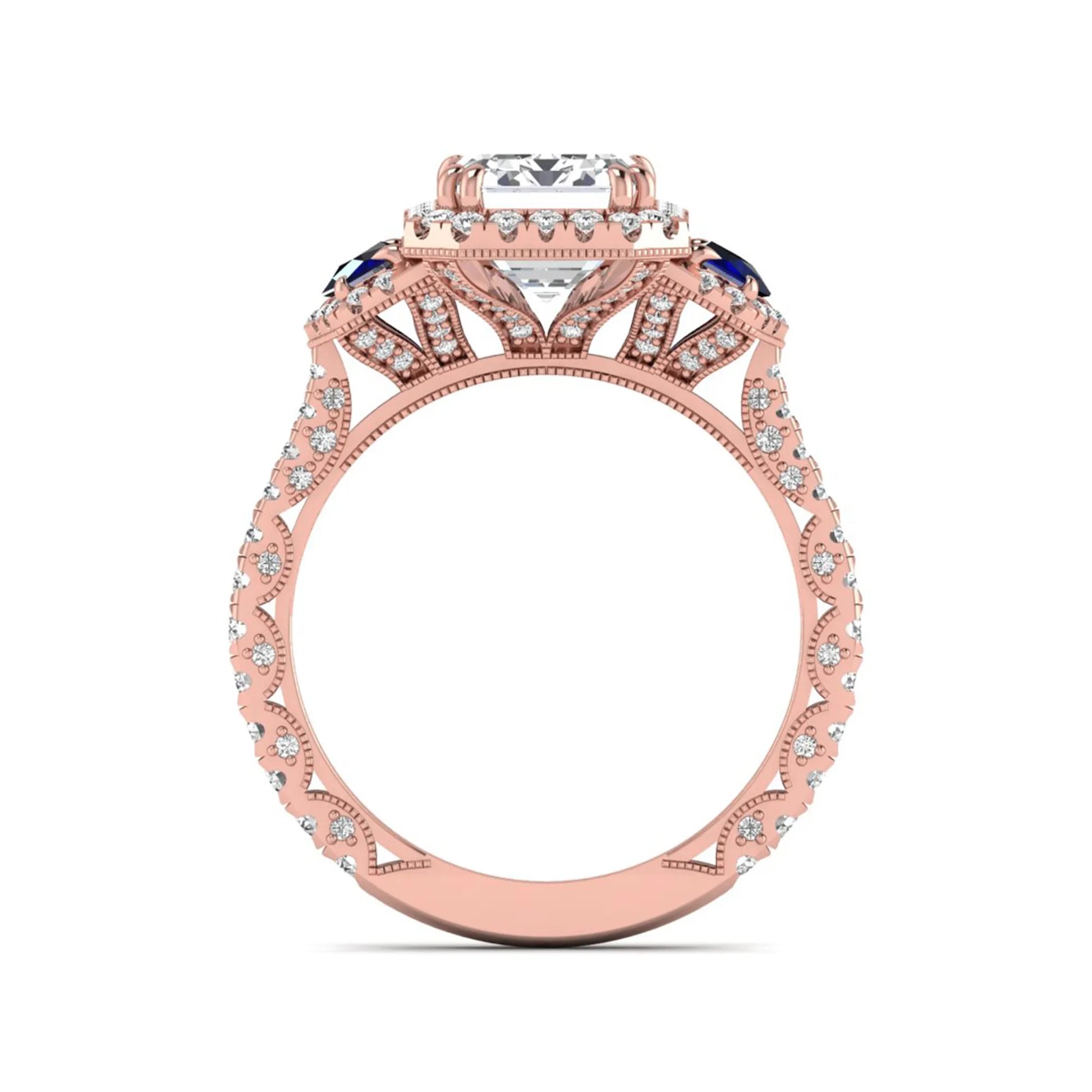 Princess Cluster Prong Set Lab Grown Diamond Engagement Ring