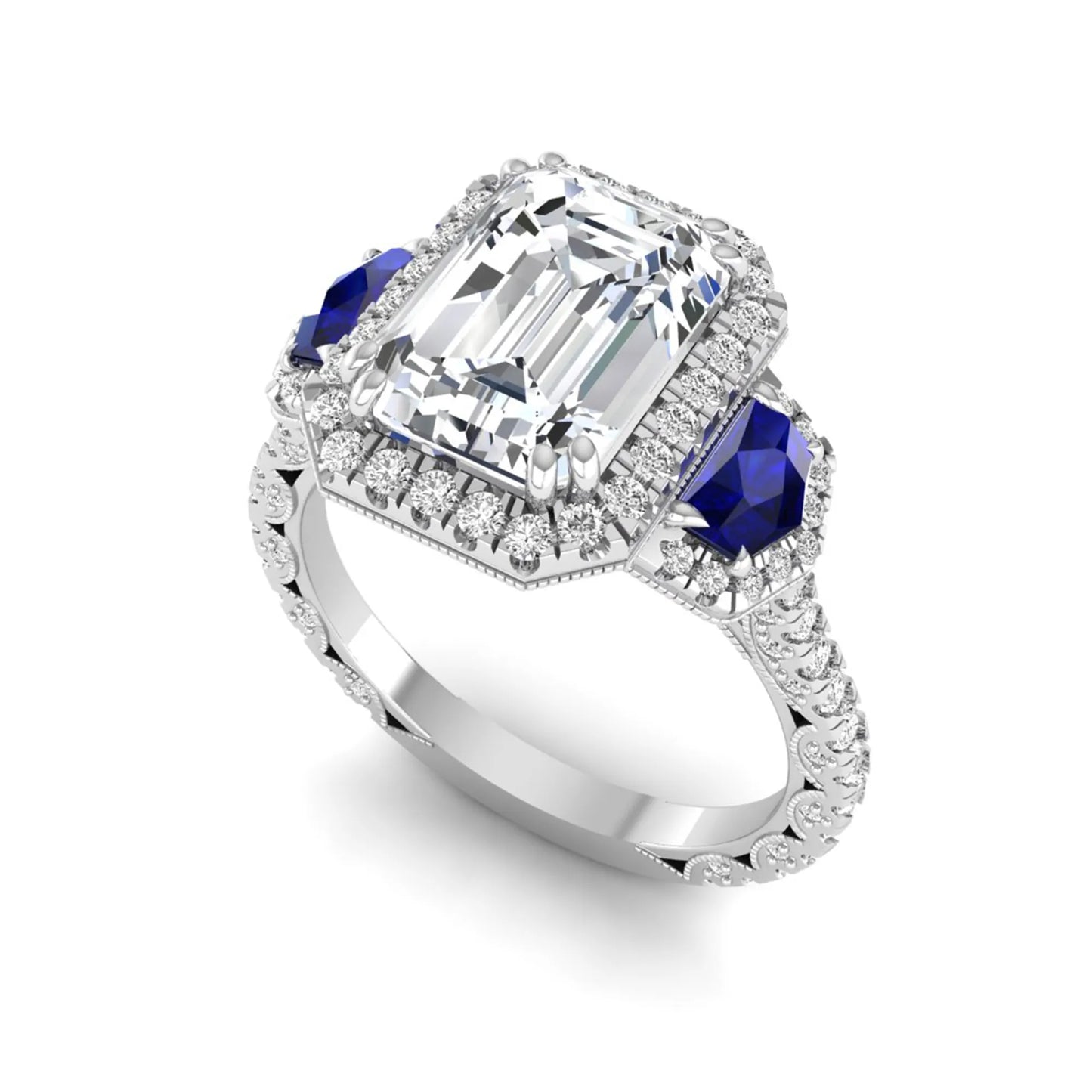 Princess Cluster Prong Set Lab Grown Diamond Engagement Ring