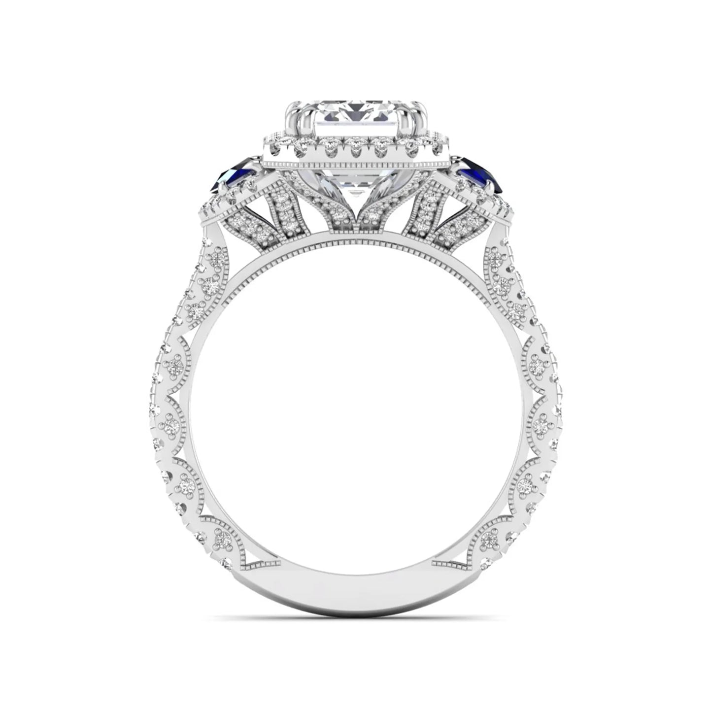 Princess Cluster Prong Set Lab Grown Diamond Engagement Ring