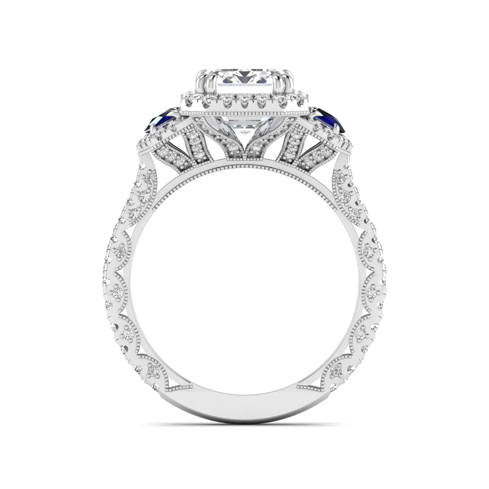 Princess Cluster Prong Set Lab Grown Diamond Engagement Ring