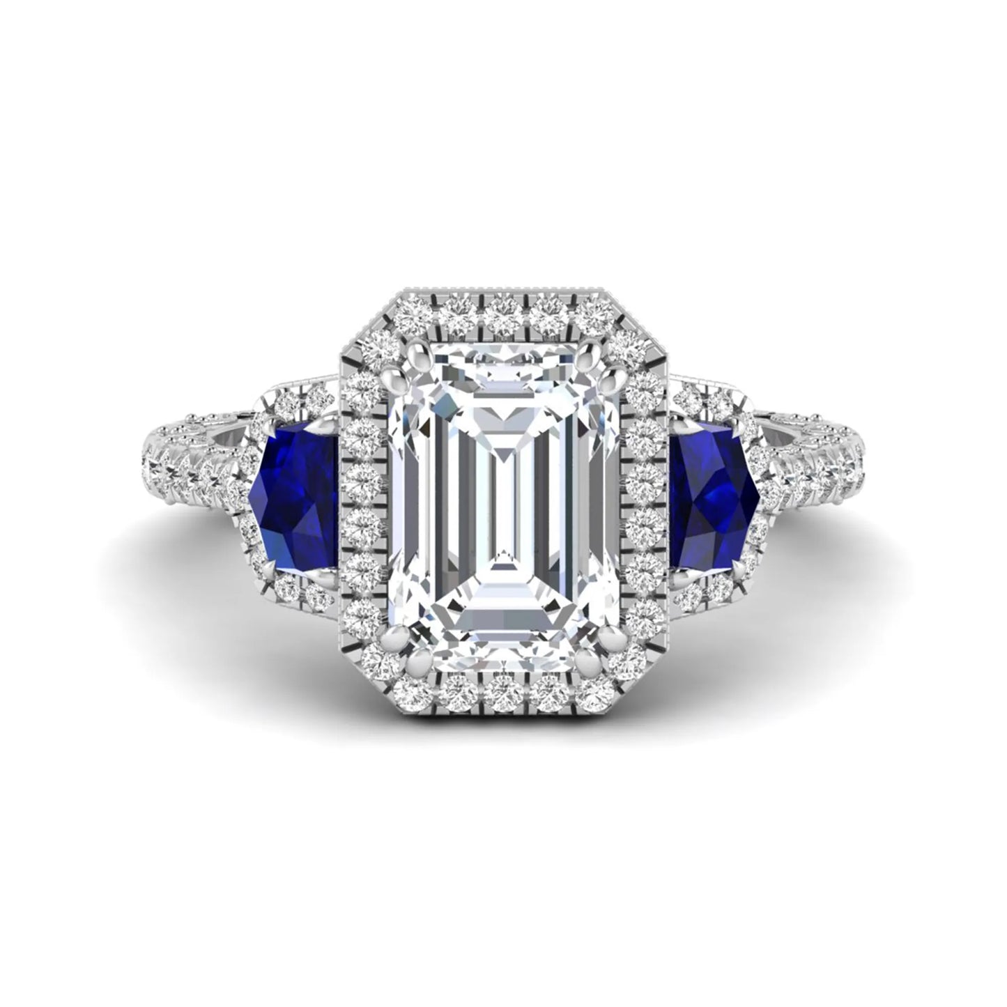 Princess Cluster Prong Set Lab Grown Diamond Engagement Ring