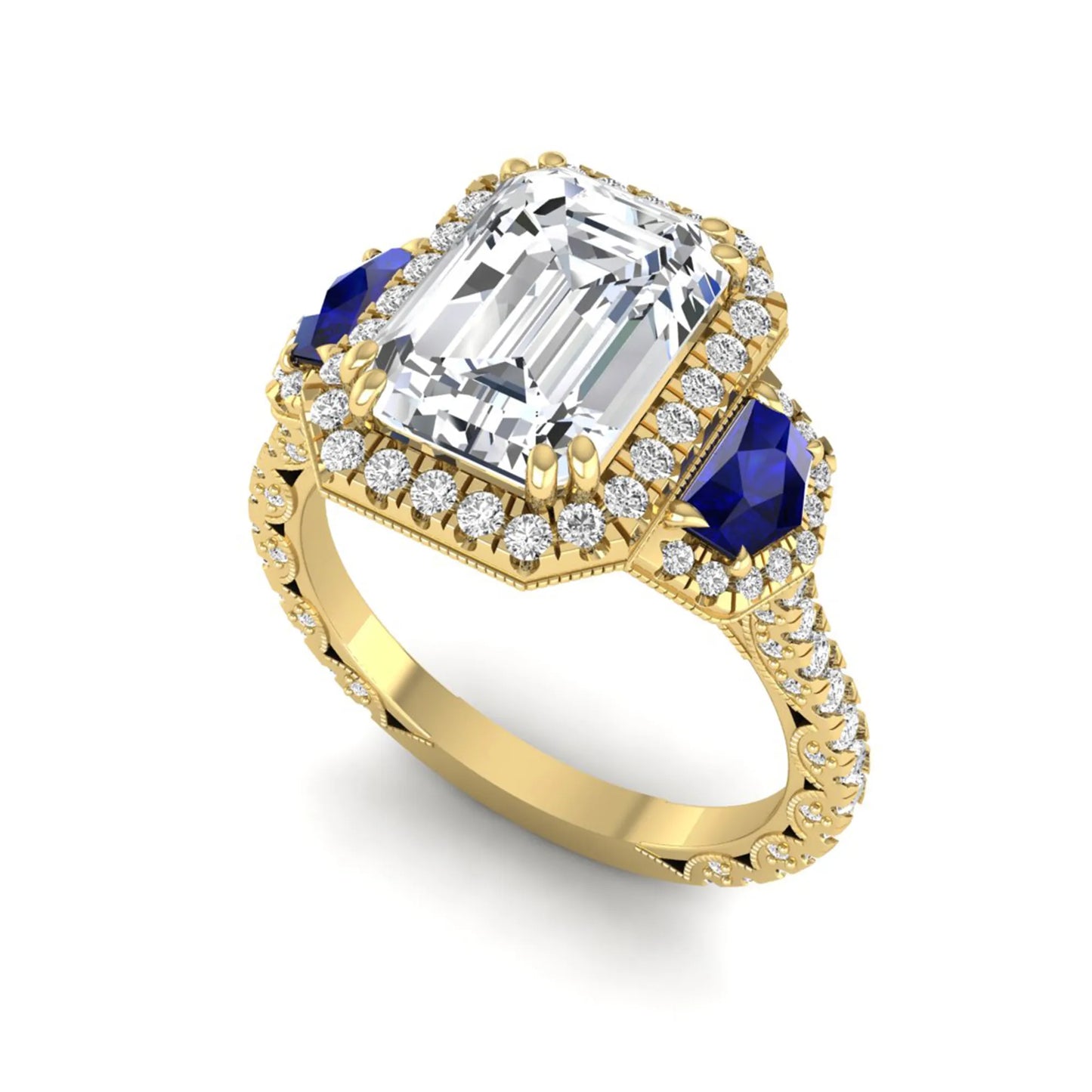 Princess Cluster Prong Set Lab Grown Diamond Engagement Ring