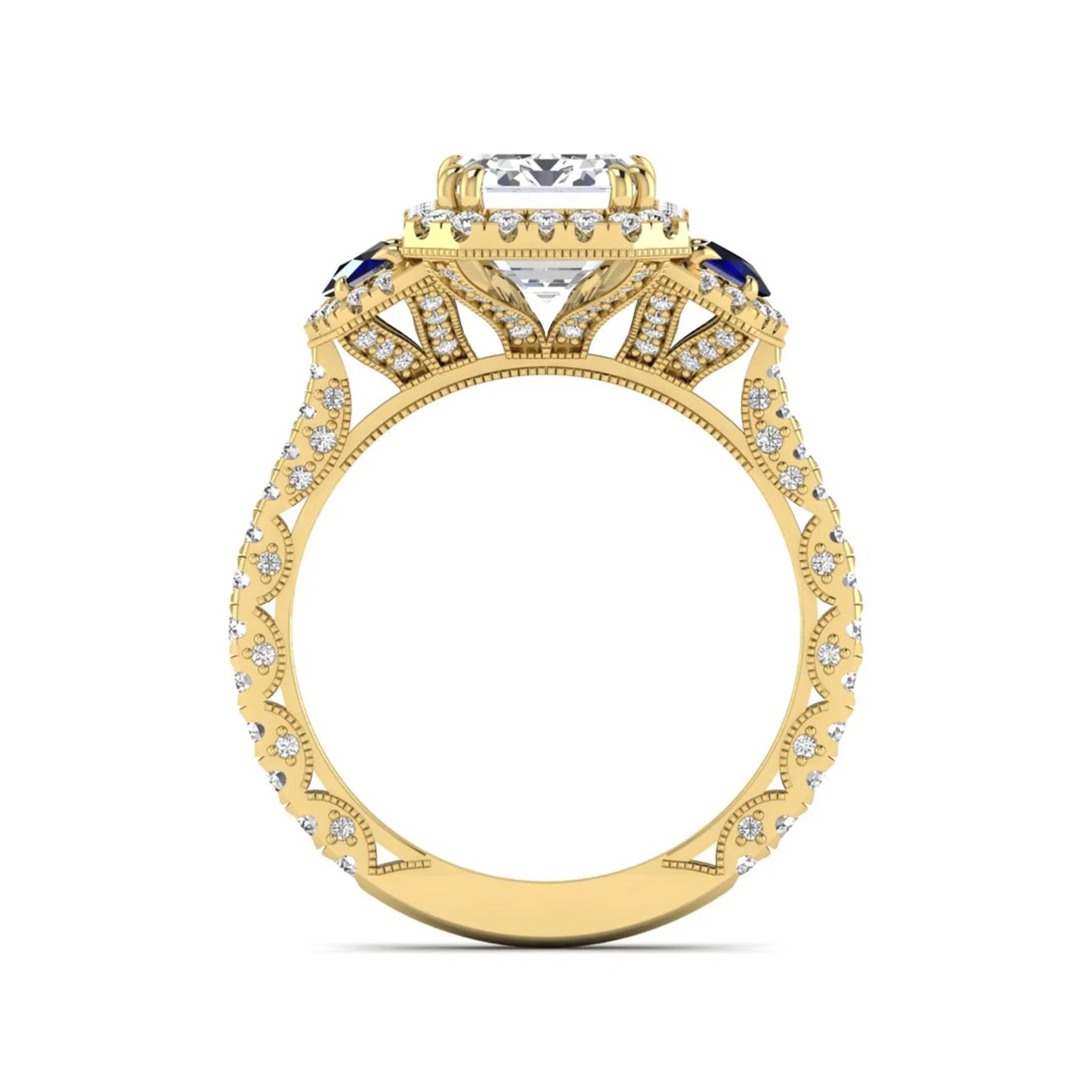 Princess Cluster Prong Set Lab Grown Diamond Engagement Ring
