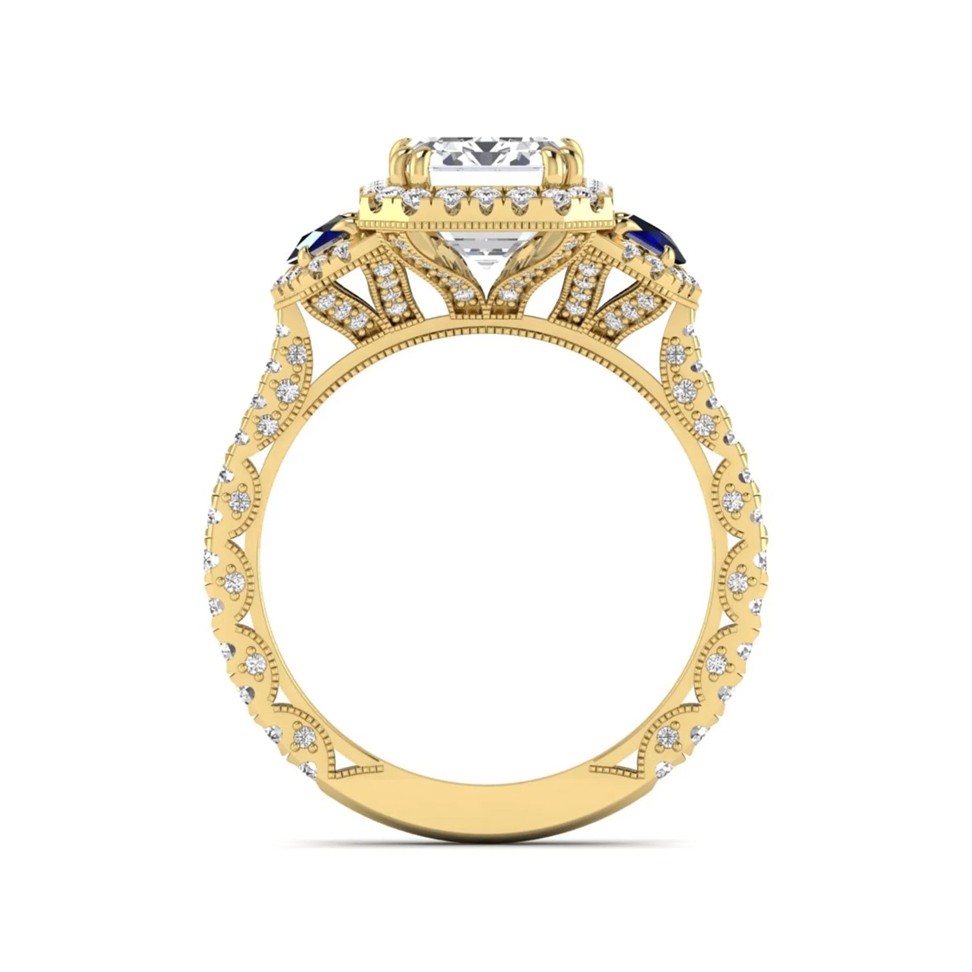 Princess Cluster Prong Set Lab Grown Diamond Engagement Ring