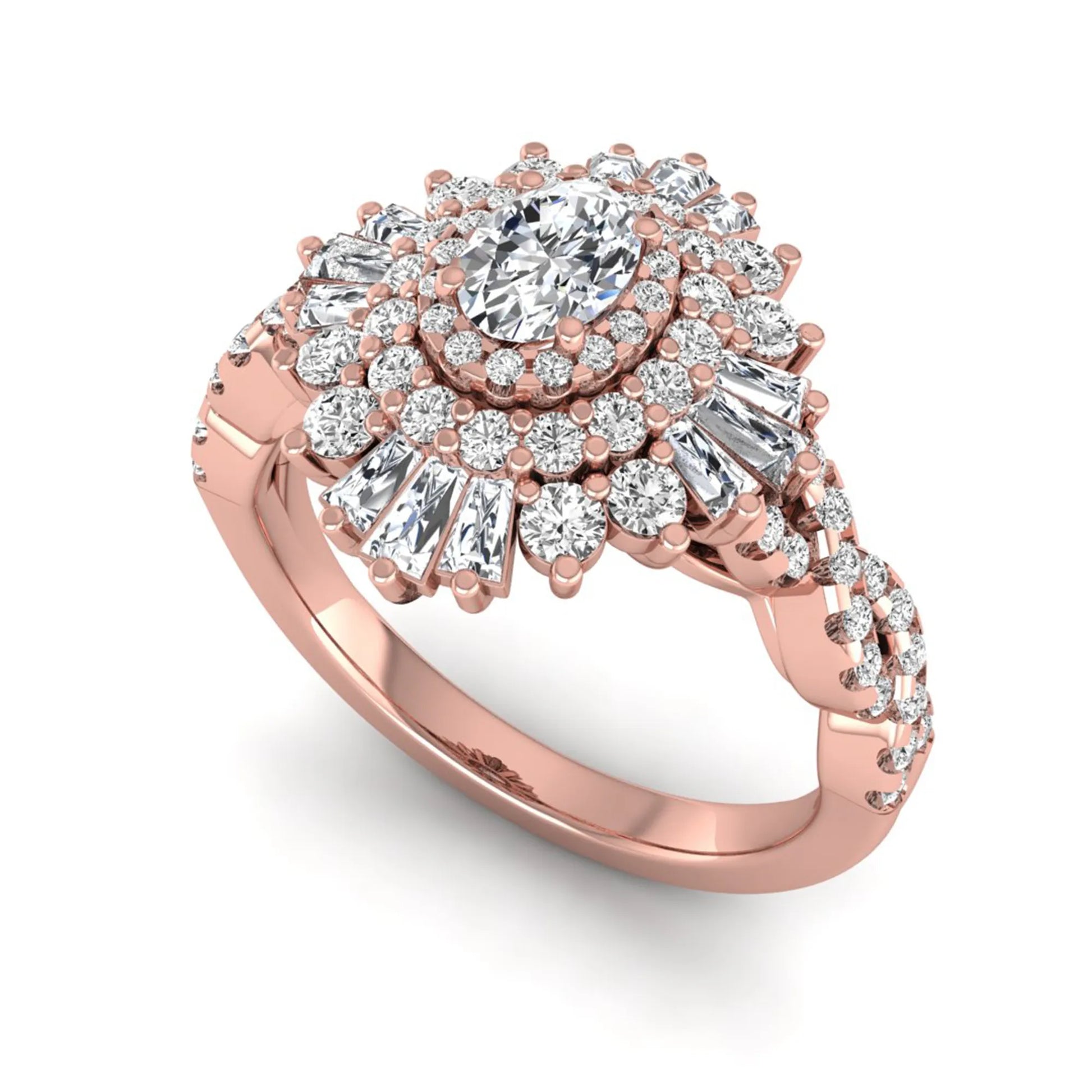 Princess Cluster Prong Set Lab Grown Diamond Engagement Ring