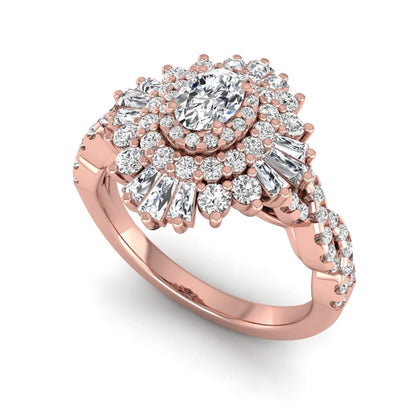 Princess Cluster Prong Set Lab Grown Diamond Engagement Ring