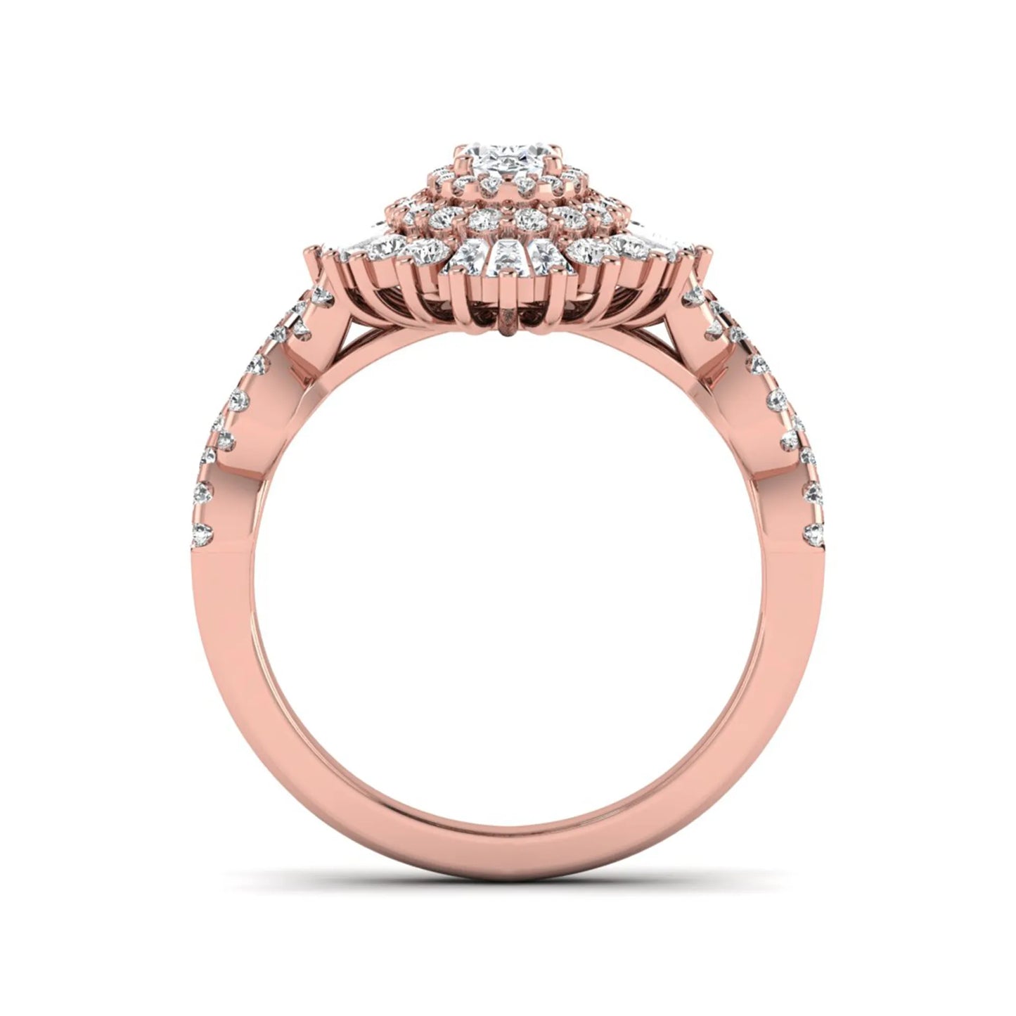 Princess Cluster Prong Set Lab Grown Diamond Engagement Ring