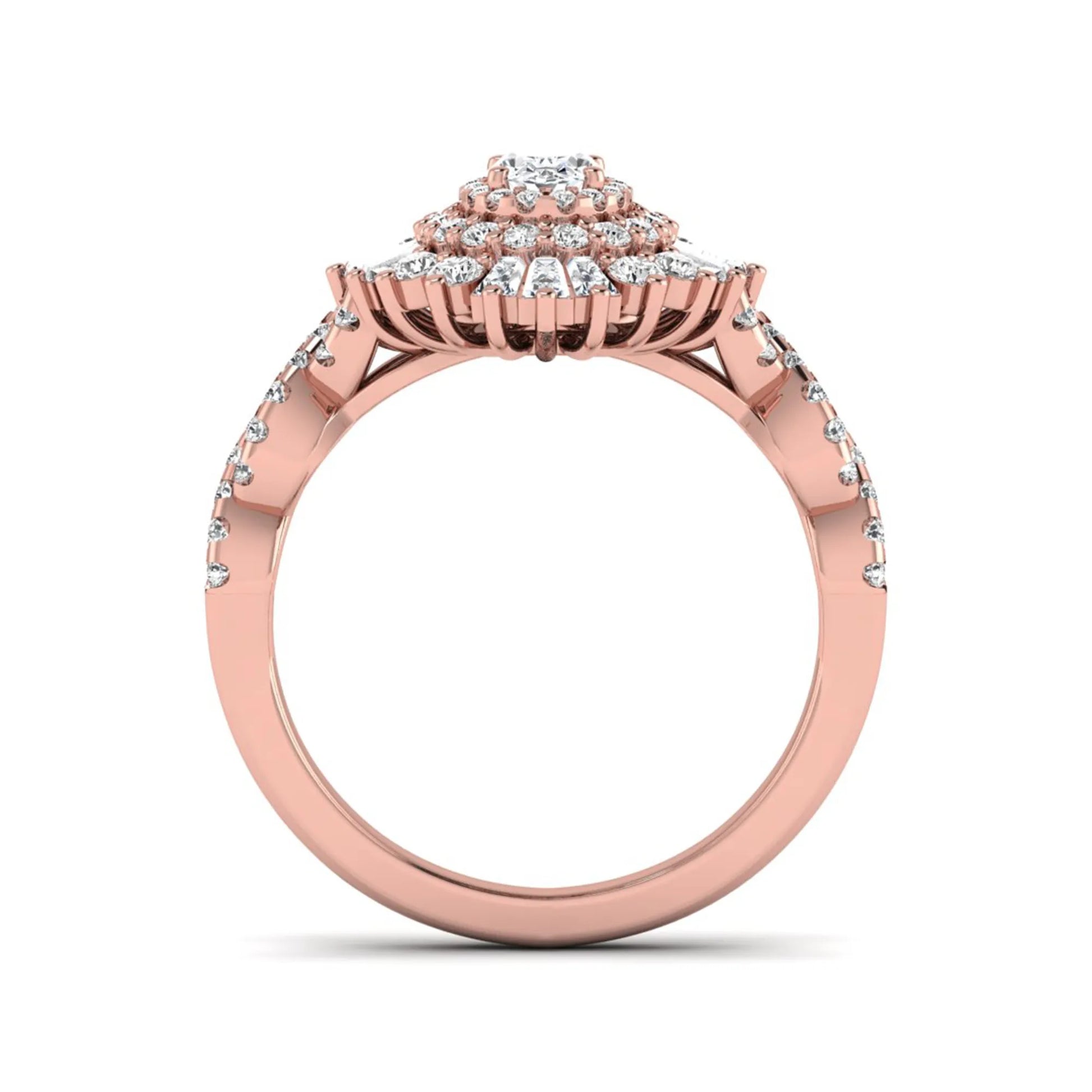 Princess Cluster Prong Set Lab Grown Diamond Engagement Ring