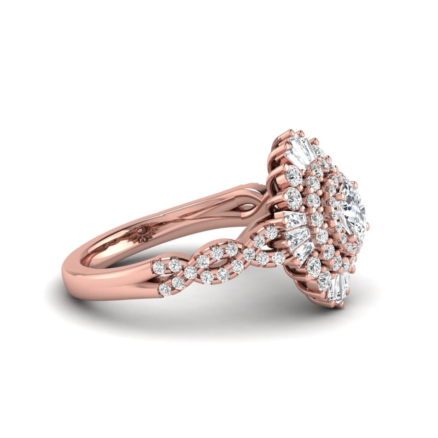 Princess Cluster Prong Set Lab Grown Diamond Engagement Ring