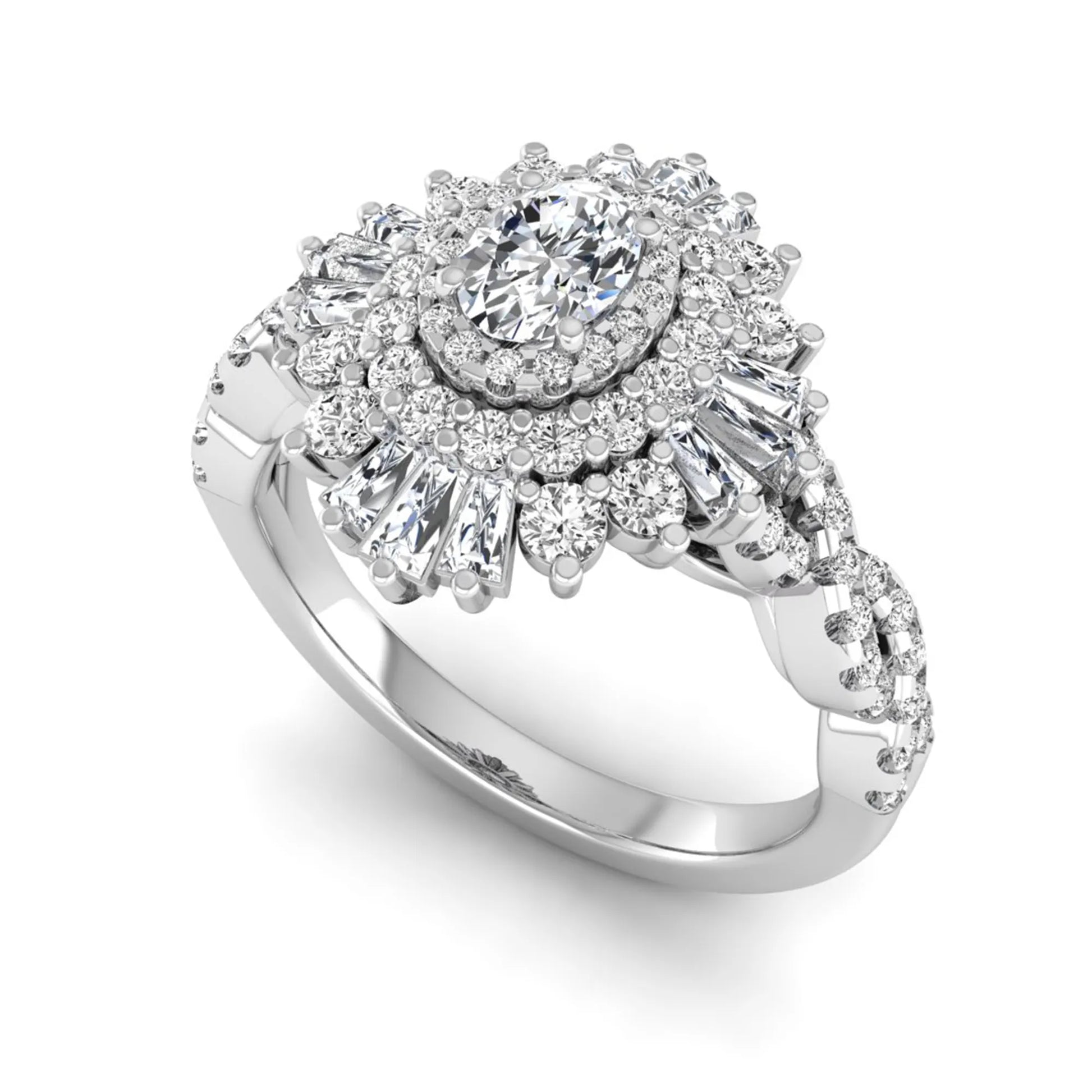 Princess Cluster Prong Set Lab Grown Diamond Engagement Ring