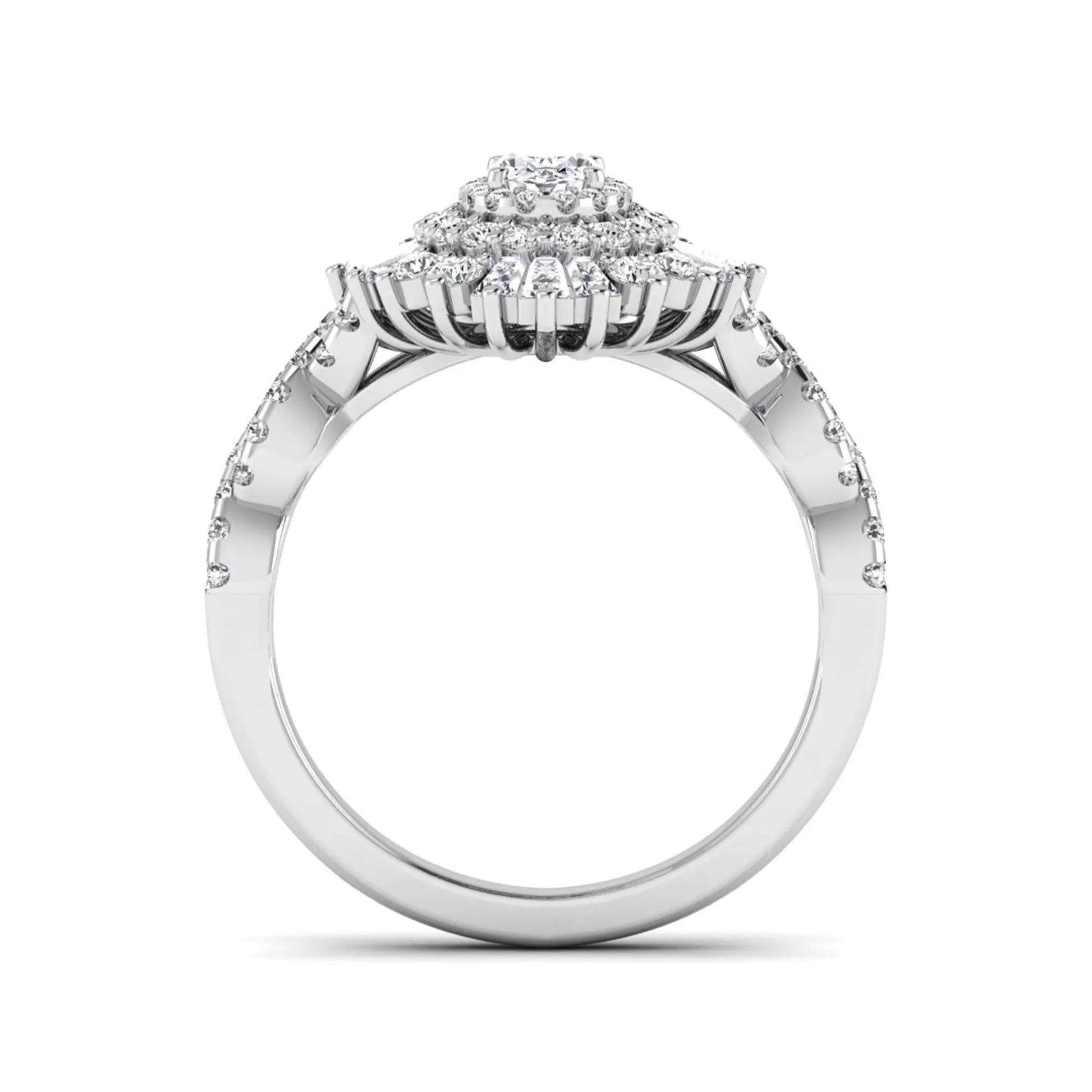 Princess Cluster Prong Set Lab Grown Diamond Engagement Ring