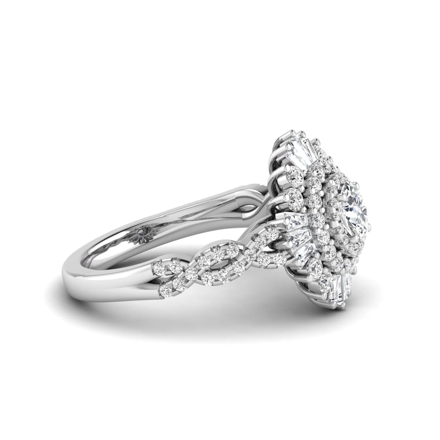 Princess Cluster Prong Set Lab Grown Diamond Engagement Ring