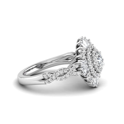 Princess Cluster Prong Set Lab Grown Diamond Engagement Ring