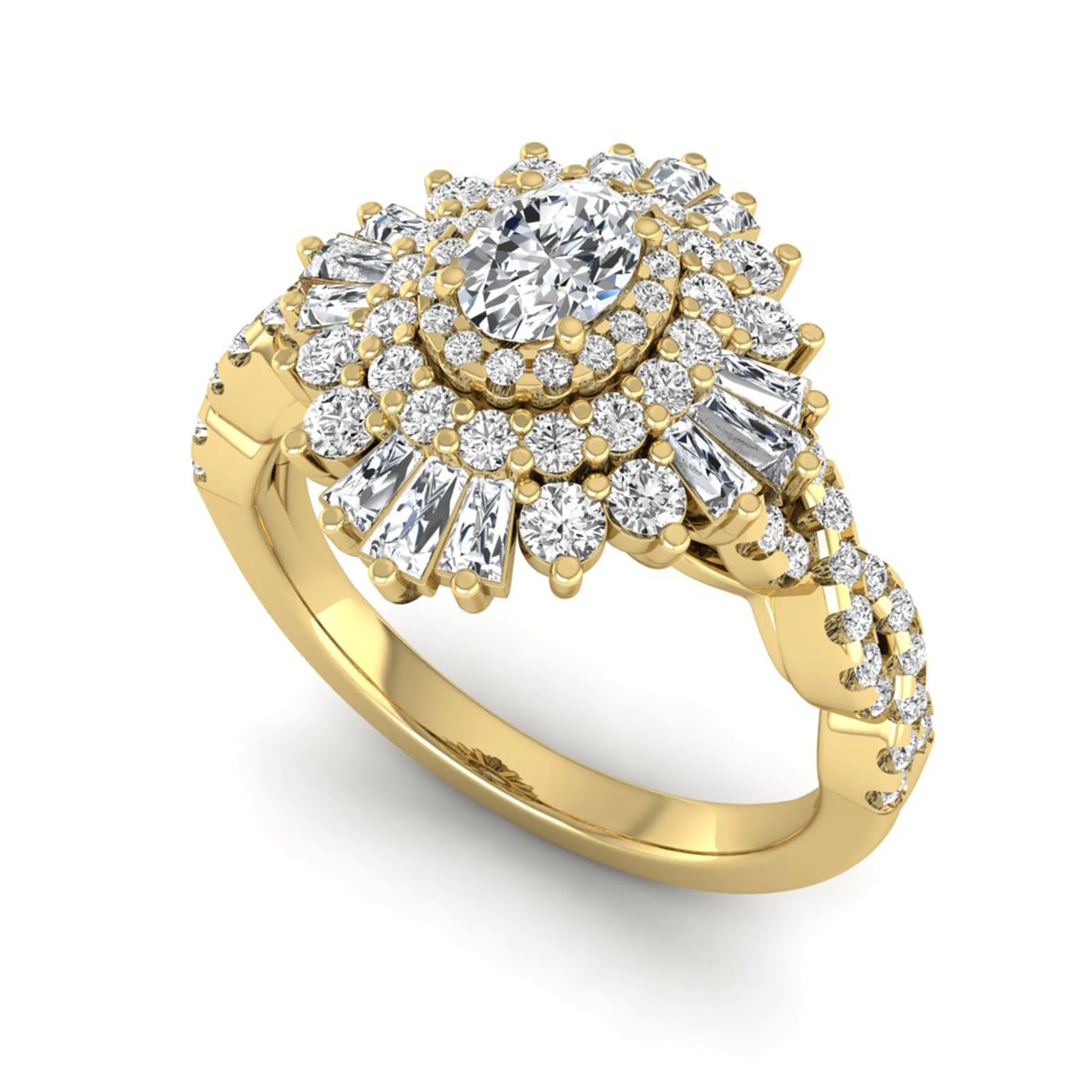 Princess Cluster Prong Set Lab Grown Diamond Engagement Ring