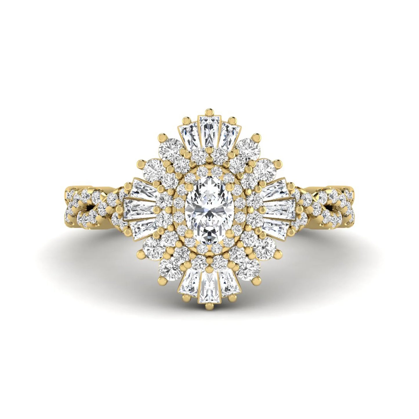 Princess Cluster Prong Set Lab Grown Diamond Engagement Ring