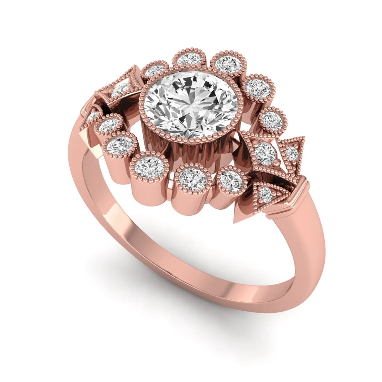 Princess Cluster Prong Set Lab Grown Diamond Engagement Ring