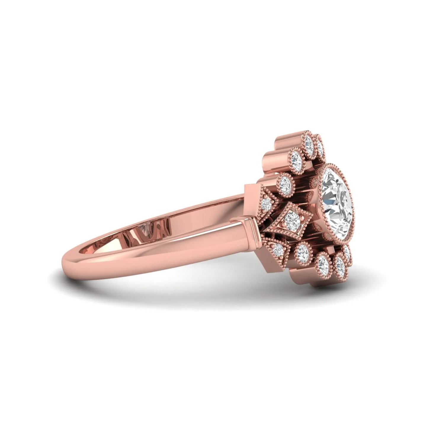 Princess Cluster Prong Set Lab Grown Diamond Engagement Ring