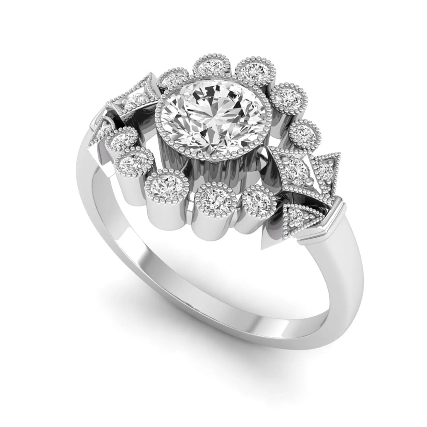 Princess Cluster Prong Set Lab Grown Diamond Engagement Ring