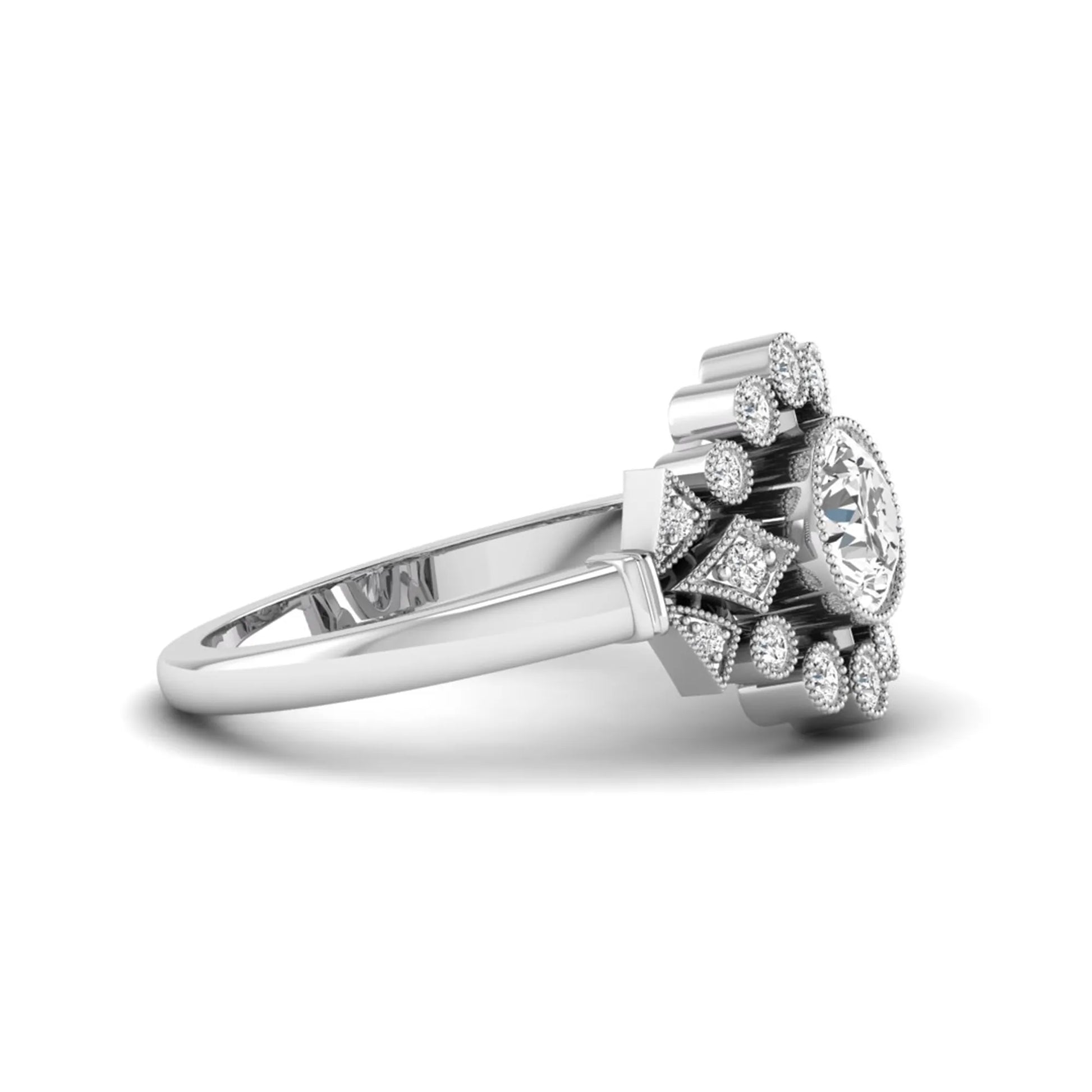 Princess Cluster Prong Set Lab Grown Diamond Engagement Ring