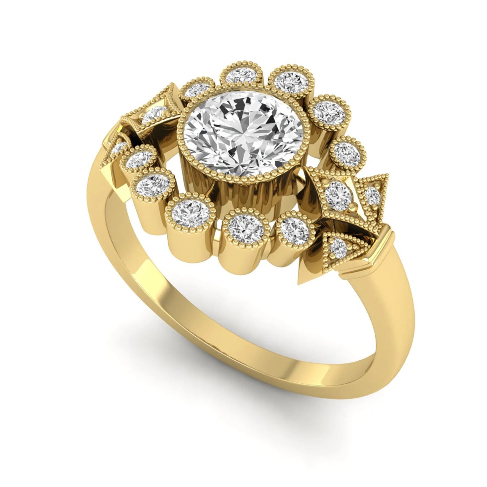 Princess Cluster Prong Set Lab Grown Diamond Engagement Ring