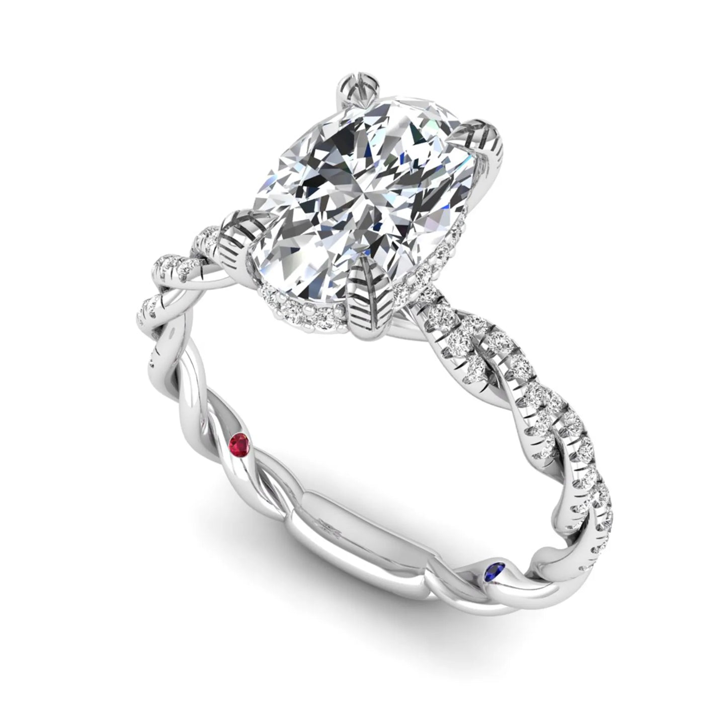 Princess Cluster Prong Set Lab Grown Diamond Engagement Ring