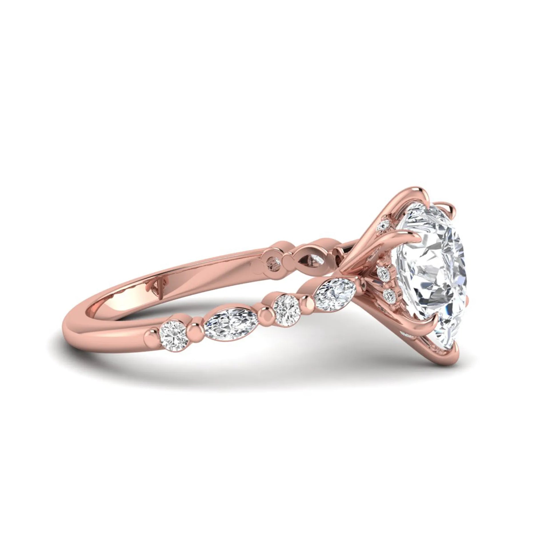 Princess Cluster Prong Set Lab Grown Diamond Engagement Ring