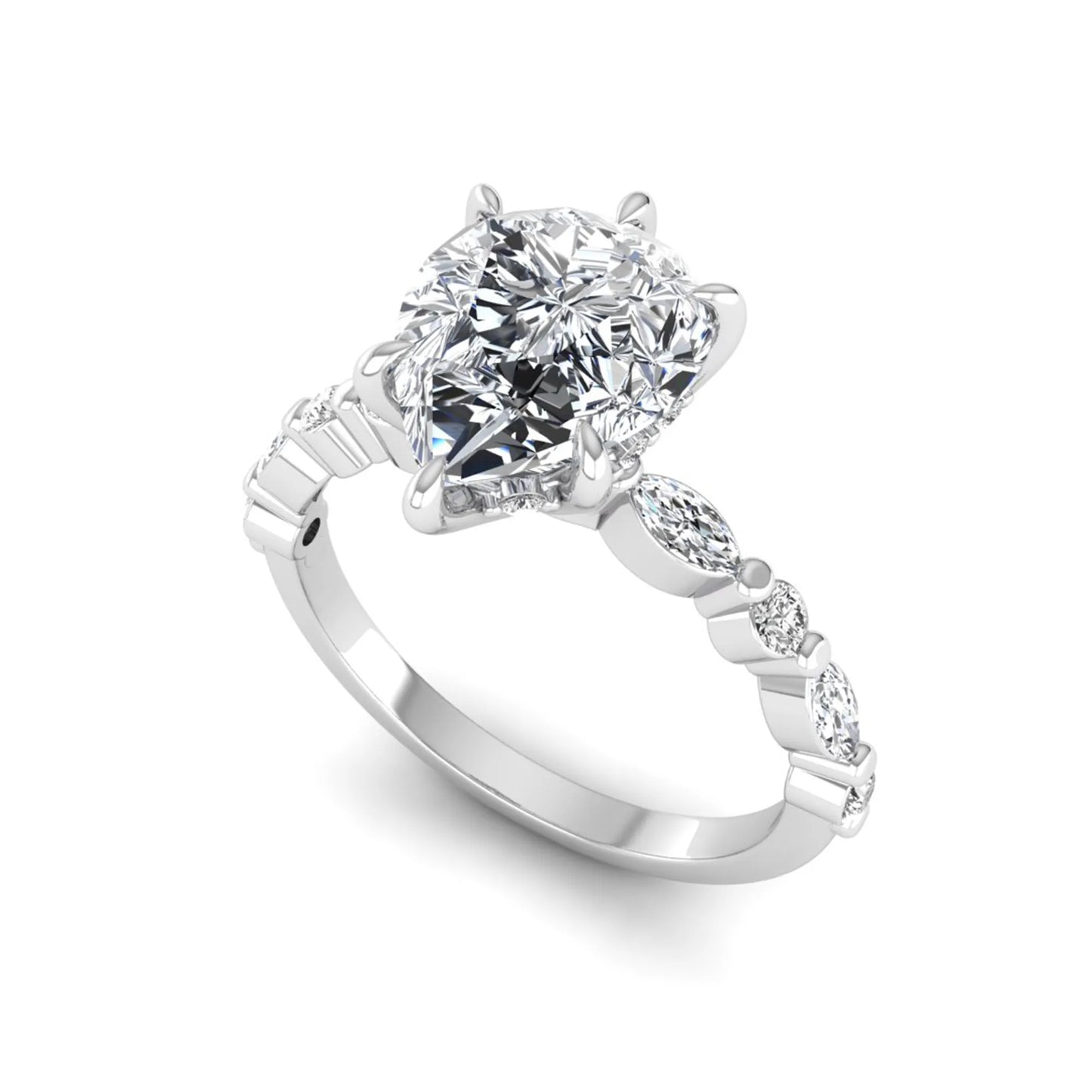 Princess Cluster Prong Set Lab Grown Diamond Engagement Ring