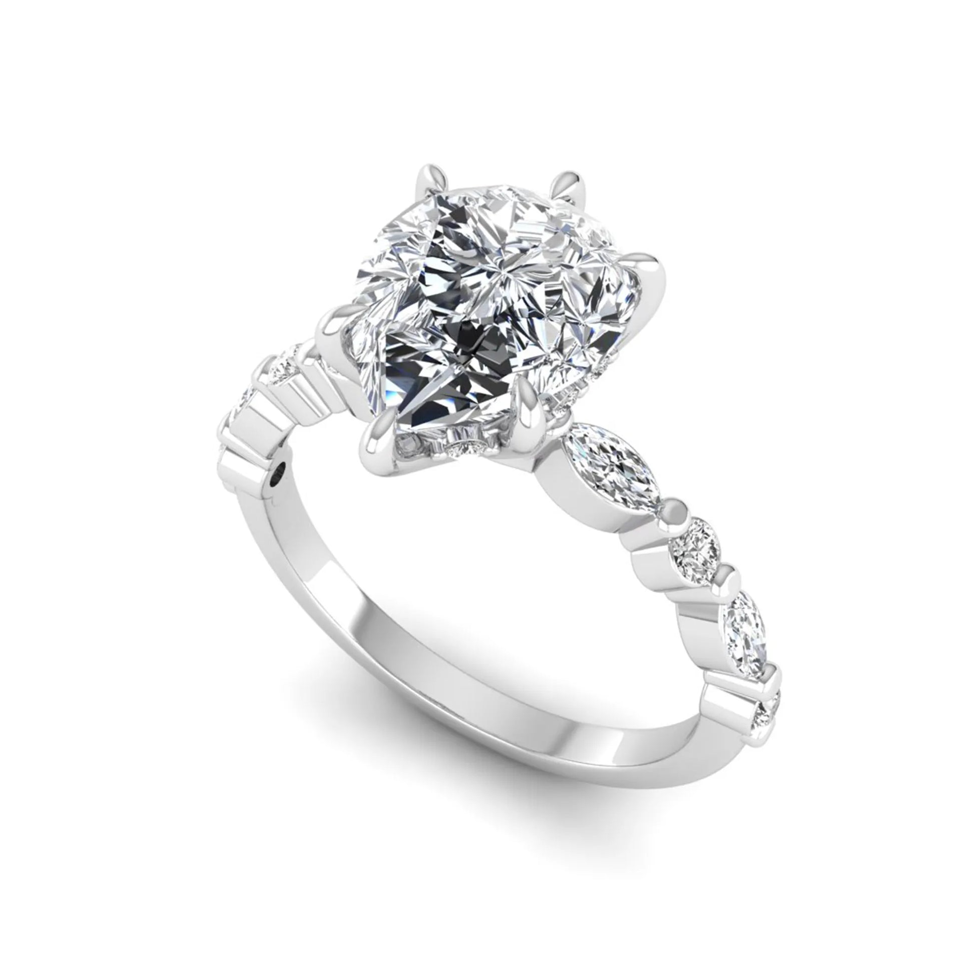 Princess Cluster Prong Set Lab Grown Diamond Engagement Ring