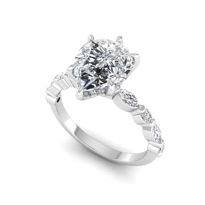 Princess Cluster Prong Set Lab Grown Diamond Engagement Ring