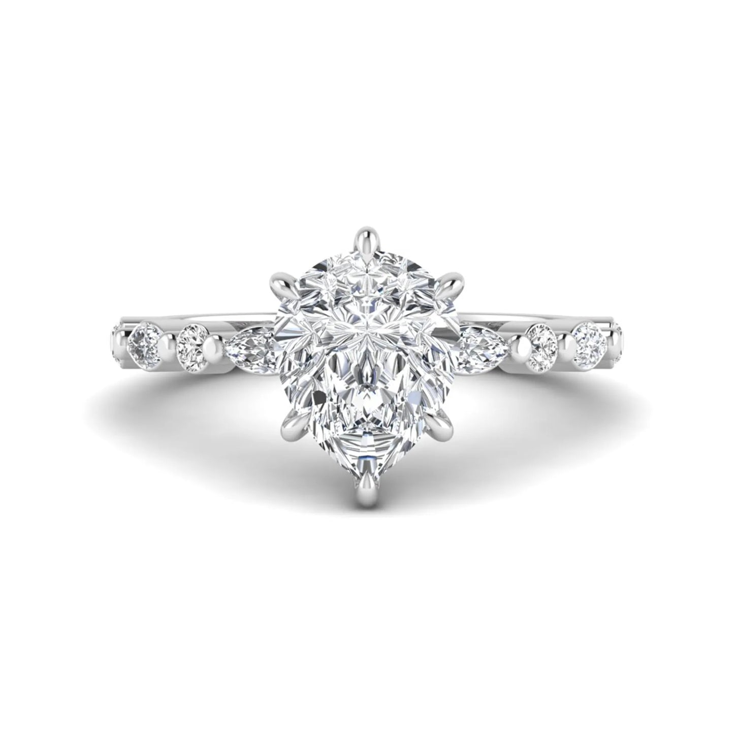 Princess Cluster Prong Set Lab Grown Diamond Engagement Ring
